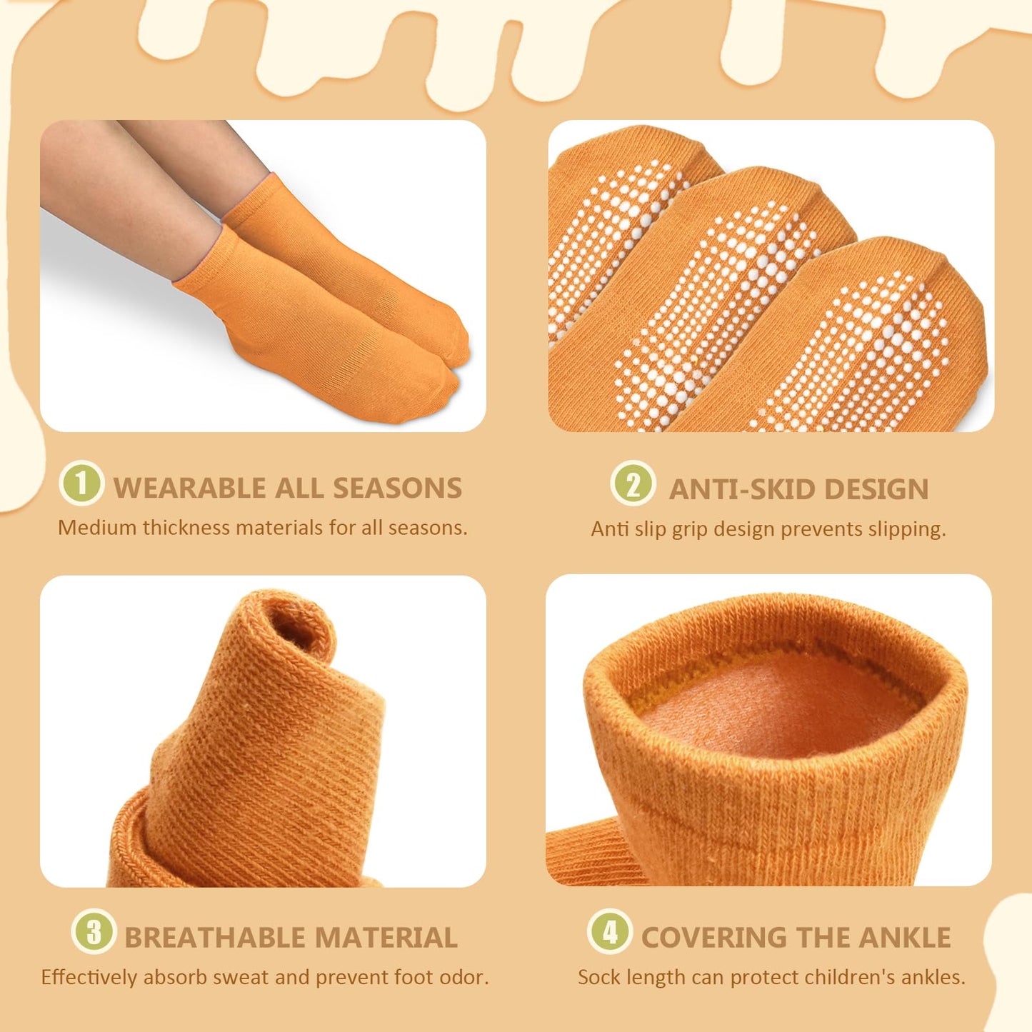 Hycles Non-Slip Toddler Socks With Grips Kids Anti Slip Sticky Socks For Infant 1-3 Years Kids Toddler Slipper Socks