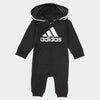 Adidas Unisex Baby Infant Girls' And Boys' Long Sleeve Hooded Coverall Overalls, Black, 12 Months Us