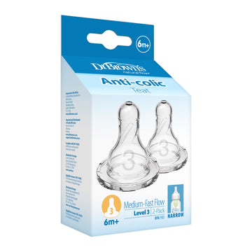 Dr. Brown'S Dr Brown Natural Flow Level 3 Narrow Nipple Set Of 2 (6M+) Clear