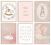Uniro Pink Nursery Wall Decor Art Prints, Vintage Baby Girl Nursery Room Decor, Cute Baby Girl Room Decor Swan Bunny Hot Air Bal