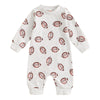 Fybitbo Infant Baby Boy Girl Clothing Football Long Sleeve Jumpsuit Romper Newborn Football Outfit Fall Clothes (Gray-Football O