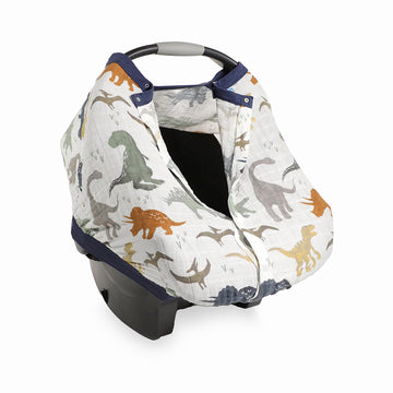 Little Unicorn Breathable Car Seat Canopy | Magnetic Closure Cover & Universal Fit | Protection & Privacy For Baby (Dino Friends