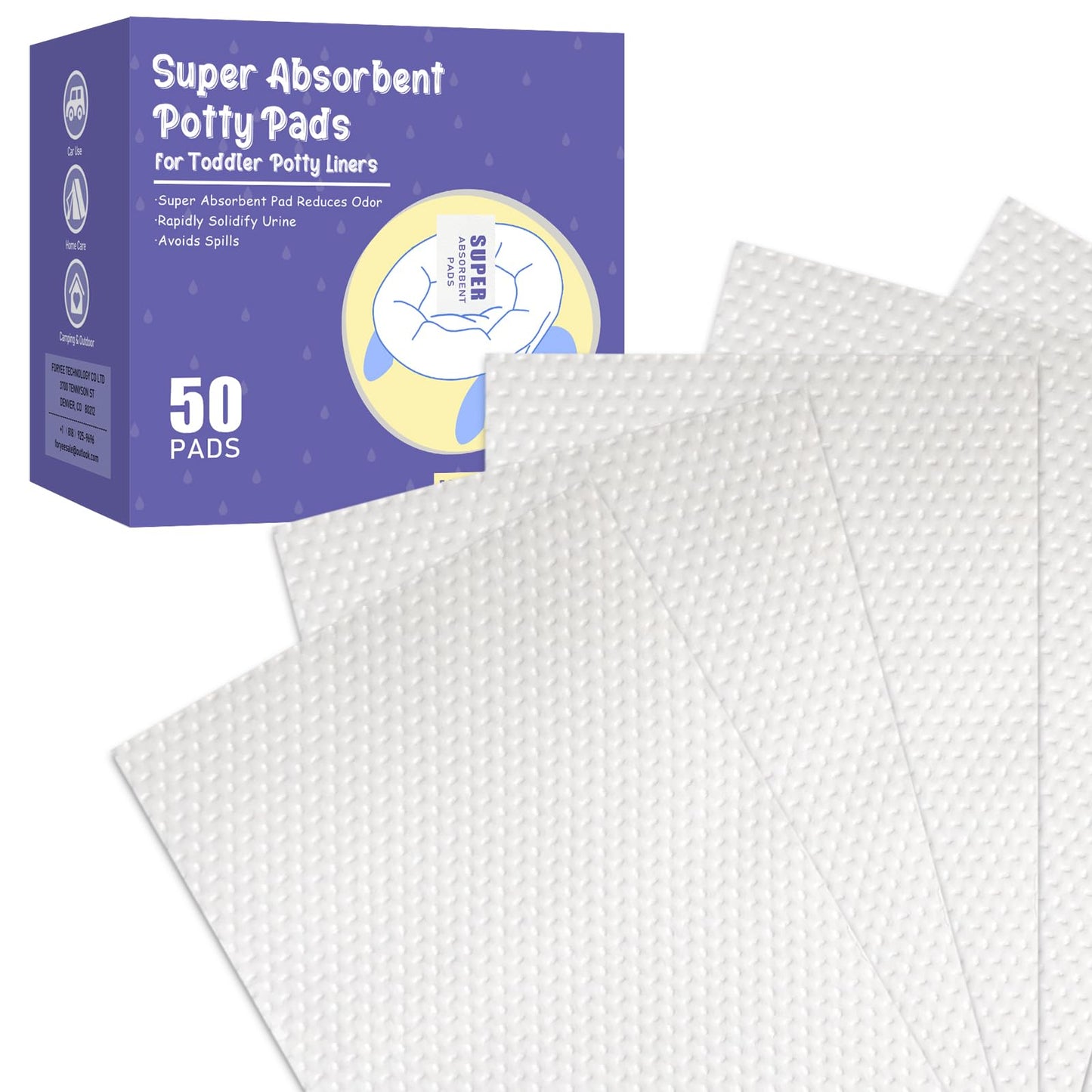 100 Packs Super Absorbent Potty Pads Disposable Potty Absorbent Pads Toilet Chair Liners for Training Toddlers for Camping Trave