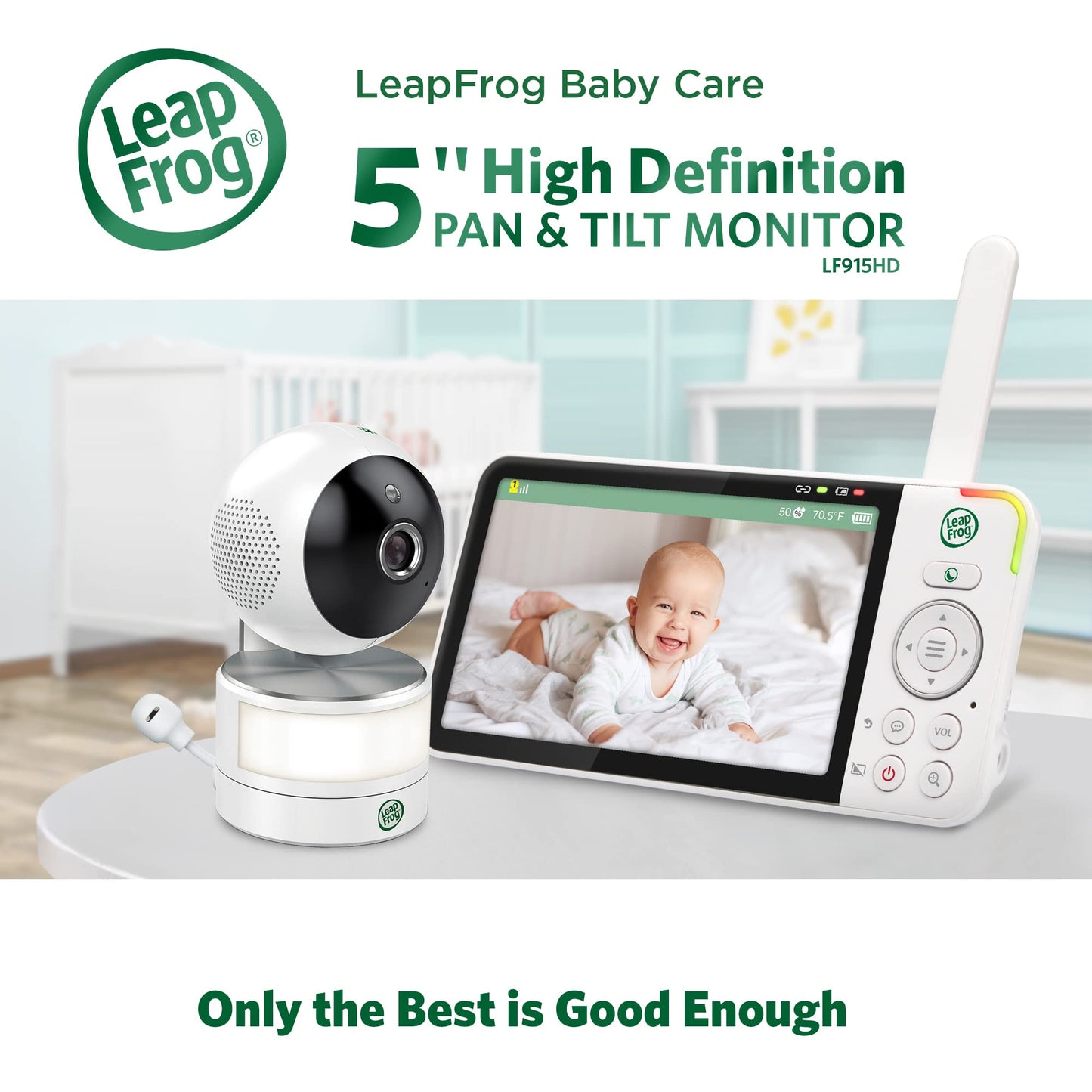 Leapfrog Lf915Hd Baby Monitor, 5    720P Screen, 360 Pan & Tilt With 8X Zoom Camera, Color Night Vision, Night Light, Two-Way In