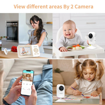 Ebemate Video Baby Monitor Camera With 2 Camera,2.8 ' Lcd Screen Video & Audio No Glow Night Vision,2-Way Talk Audio Cam Baby M