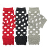 Allydrew 3 Pack Polka Dots, Ruffles & Stripes Baby Leg Warmer & Toddler Leg Warmer For Boys & Girls, Red, Black, Gray