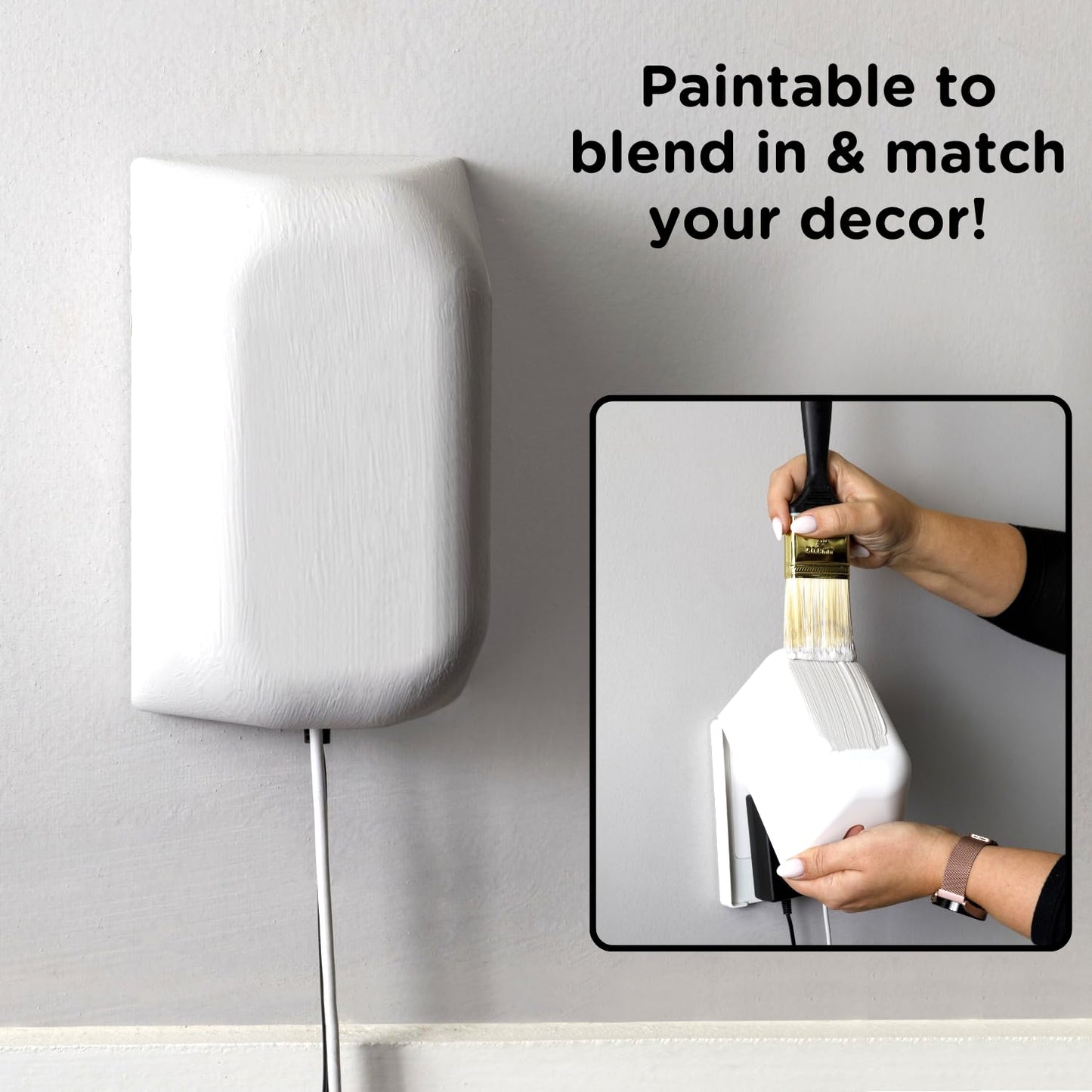 Qdos Safety Large Outlet Cover Box For Baby Proofing Outlets | Secure Hidden Lock | Oversized Interior For Bulky Plugs, Charging