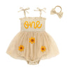 Titkkop Baby Girl 1St Birthday Clothes One Year Old Tulle Romper Sleeveless Bodysuit Cake Smash Outfits(Cream-Coloured,9-12M)