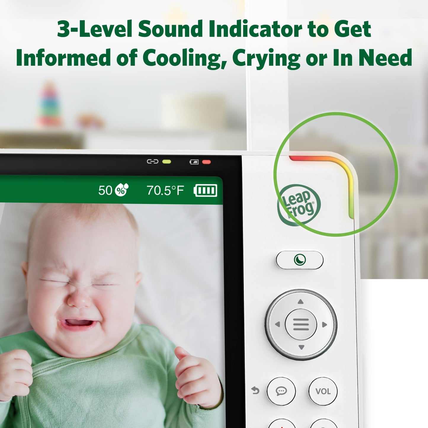 Leapfrog Lf920Hd Baby Monitor With Camera And Audio, 7' Hd Lcd Display, Color Day&Night Vision, 360 Pan-Tilt, 8Xzoom, Night Lig