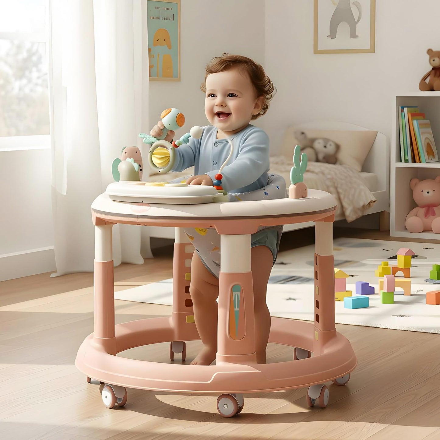 Baybee Melody Baby Walker For Kids With 5Level Height Adjustment, 360 Swivel Seat & Musical Toy Bar | Round Activity Walker For