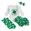 Beqeuewll Baby Girl St Patricks Outfit Letter Print Long Sleeve Romper Tutu Skirt Headband Set Newborn Baby Girls Clothe (Irish