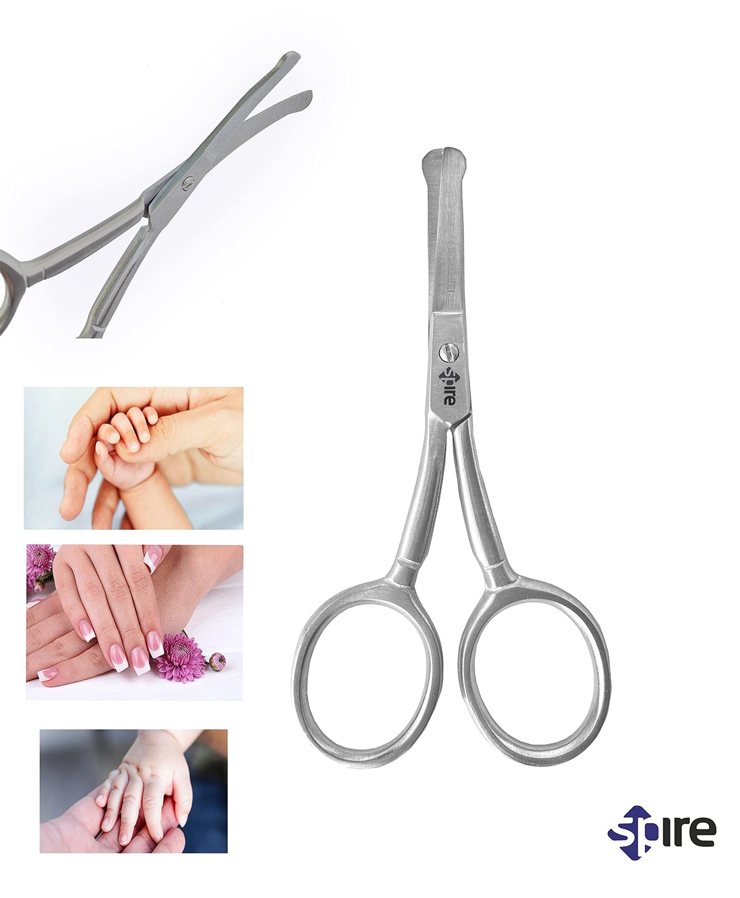 Baby Nail Scissors With Rounded Probe Tip Curved - Stainless Steel 4.5' Good For Dogs And Cats Whiskers