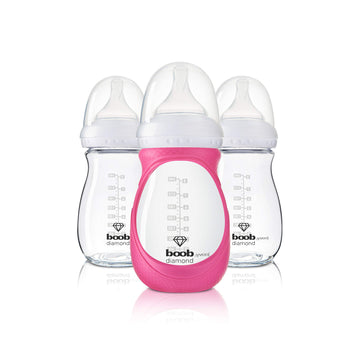Joovy Boob Diamond 8 Ounce 3 Piece With Pink Sleeve, 1.44 Pounds