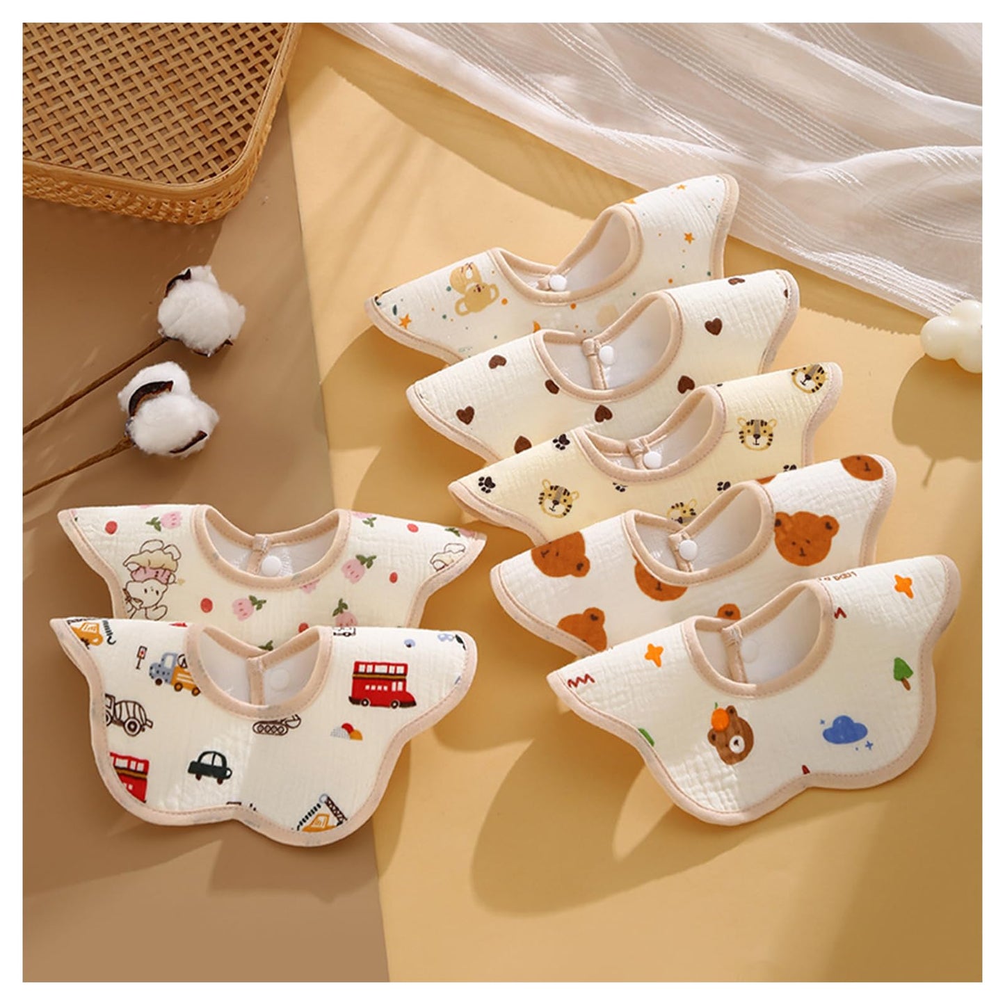 Elliehouse Baby Bibs For Girls Boys 10 Pack Muslin Drooling Drool Teething Teeth Bibs Muslin Cotton Absorbent Soft Bibs For Infa