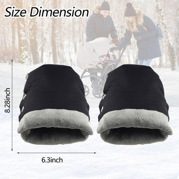 Baby Stroller Gloves, Extra Thick Stroller Hand Muff Winter Waterproof Stroller Mittens Universal Anti-Freeze Gloves For Parents