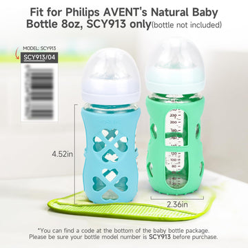 Morlike Silicone Baby Bottle Holder Sleeves Fit For Philips Avent Natural Glass Baby Bottles 8Oz, 100% Silicone Baby Bottle Cove