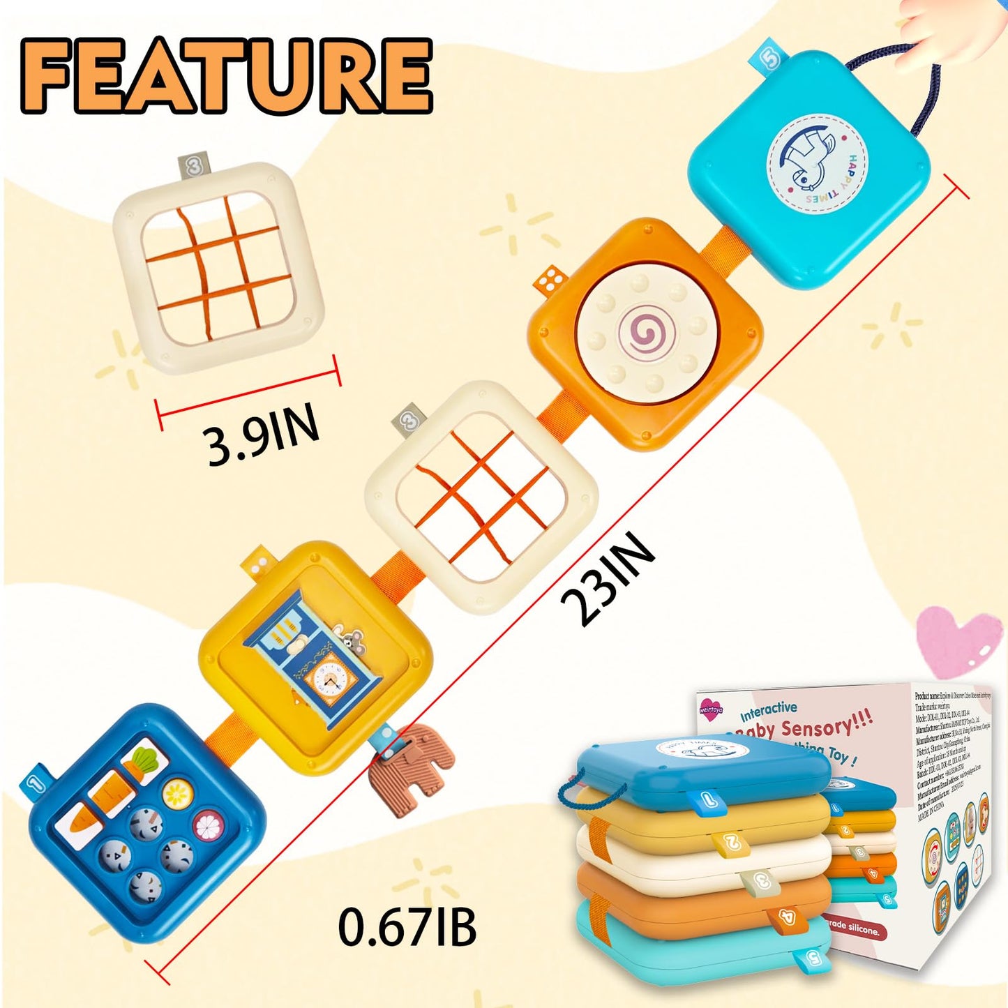 weirtoya Baby Busy Board for 1 Year Old, Montessori Toys for 1 Year Old Toddler Toys Travel Activities Busy Cube Gifts for Baby