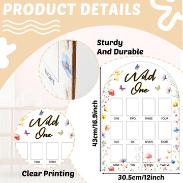 My First Year Photo Board Wild One Photo Board Spring Wildflower One Year Old Birthday Decoration First Year Picture Frame 12 Mo