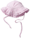 Flap Happy Baby Girls' Upf 50+ Double Ruffle Hat, Pink Stripe Seersucker, Large