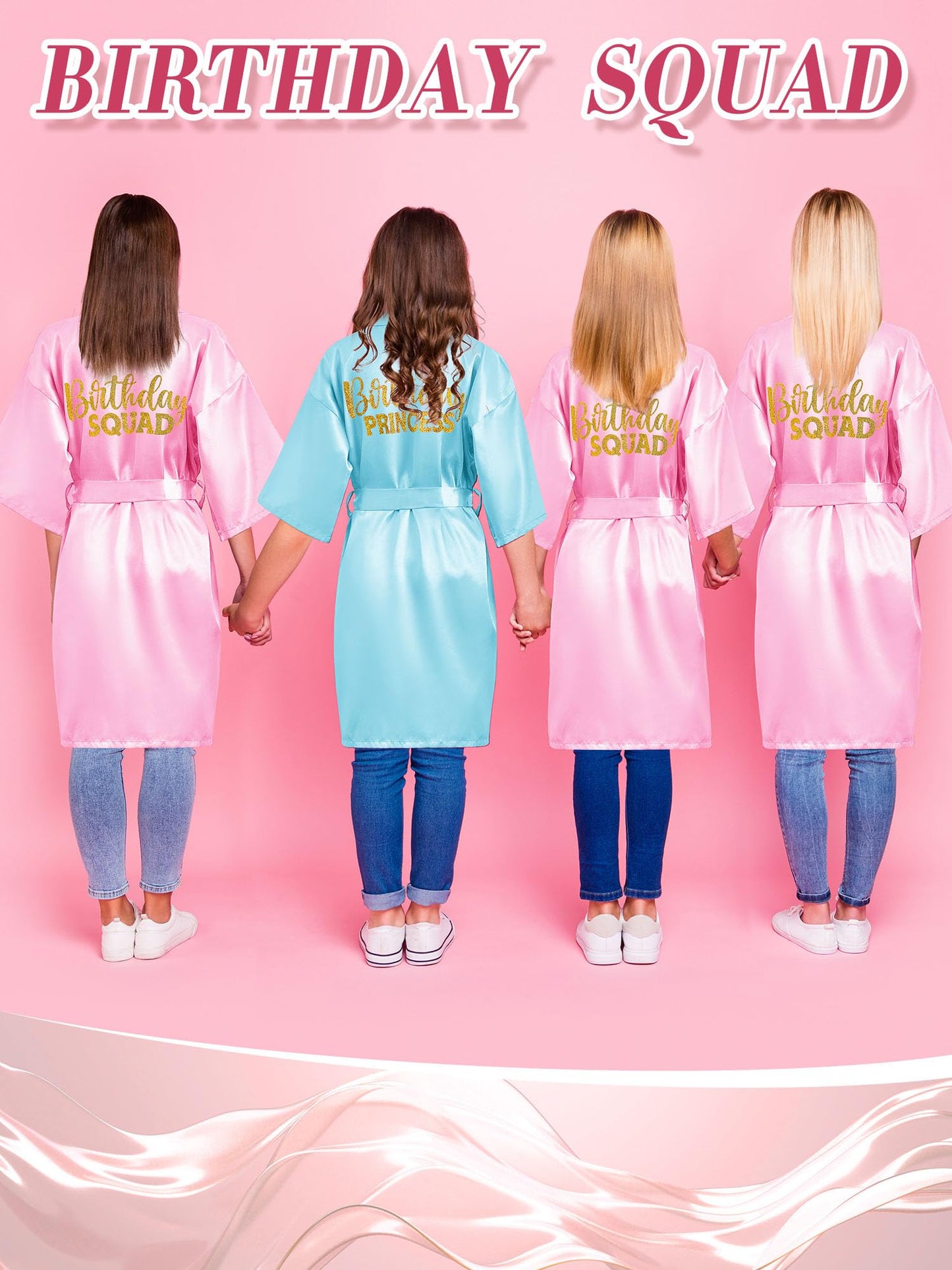 Sintuff 24 Pcs Kids Spa Party Supplies For Girls 6 Spa Party Robes 6 Tote Bags 6 Headbands 6 Eye Masks(Size 12,Sky Blue Birthday