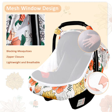 Pea Pod Car Seat Covers For Babies - Breathable Mesh Canopy With Kick-Proof, Soft Stretchy Protection - Newborn Stroller Carrier
