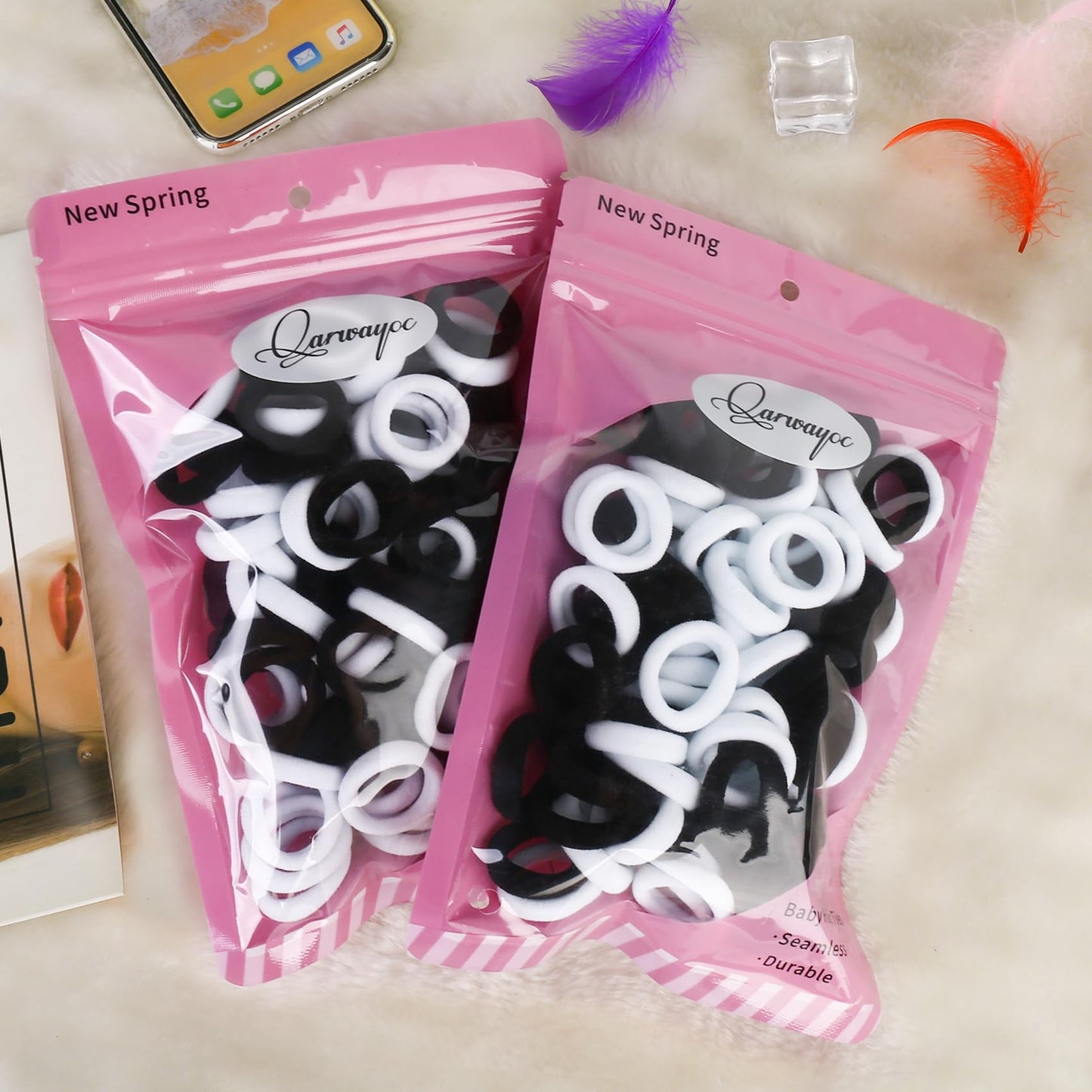 Qarwayoc Small Girls Hair Ties, Baby Toddler Hair Bands, Cotton Kids Hair Ponytail Holders No Damage And Mini Baby Elastic Holde