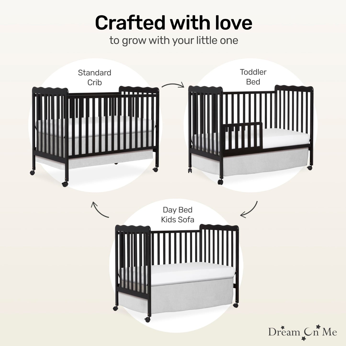 Dream On Me Carson Classic 3-In-1 Convertible Crib In Black