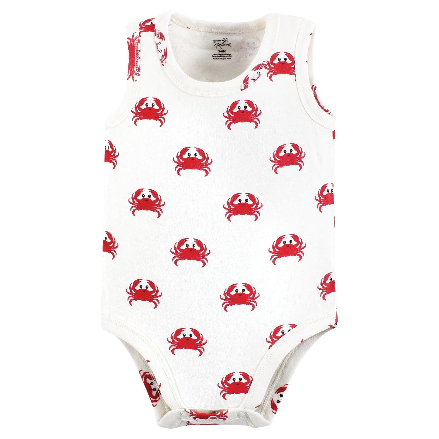 Touched By Nature Unisex Baby Organic Cotton Sleeveless Bodysuits, Mystic Sea Creatures, 9-12 Months
