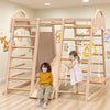 Indoor Playground, Wooden Indoor Jungle Gym for Kids, Toddler Climbing Toys with Stair Slide Swing Set Monkey Bars, Gym Equipmen