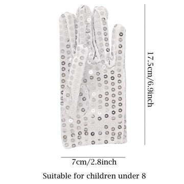 Honbay Silver Sparkling Sequin Gloves Costume Gloves Dance Performance Gloves - For Kids Under 8 Years Old