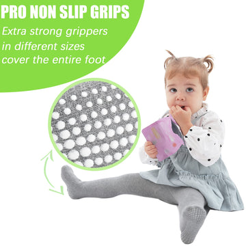 Baby Girl Tights Non Slip Baby Tights 12-24 Months Girl Warm Cotton Leggings Seamless Pantyhose Non-Skid Grip For Toddler 3 Pack