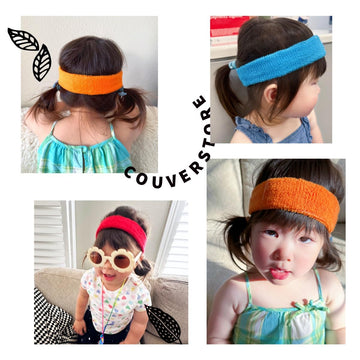 Couver Baby Infant Light Gray Terry Solid Color Headband/Terry Cloth Head Band - 4 Pieces