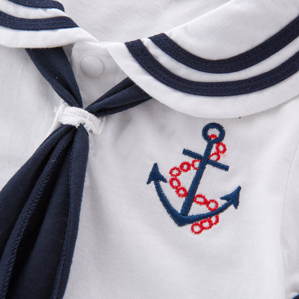 Xm Nyan May'S Baby Toddler Boys Sailor Stripe Romper Marine Navy Romper Outfit White 18-24 Months