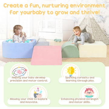 Whiffee Foam Climbing Blocks For Toddler, Toddler Climbing Toys Indoor, Toddler Foam Climbing Blocks With Ball Pit For Baby, Tod