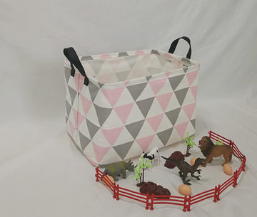 Huayee Rectangular Storage Bin Shelf Basket Canvas Fabric Toy Box,Waterproof Coating Nursery Hamper With Handles,Gift Basket For