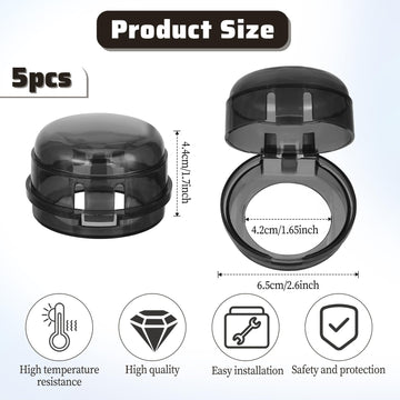 Ptwola 5Pcs Stove Knob Covers For Child Safety Resistant Universal Size Gas Knob Locks Covers Removable Adhesive Oven Front Elec