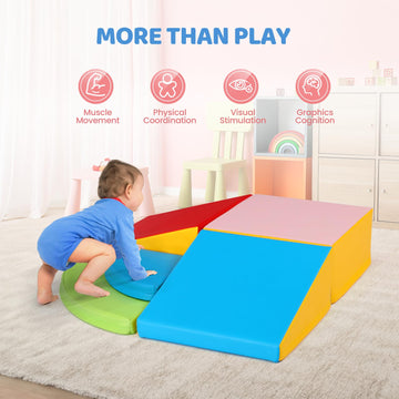 Joymor (Pu Leather Soft Play Foam Climbing Blocks For Toddlers, Baby Climbing Toys For Toddlers 1-3 Inside For Kids' Physical Co