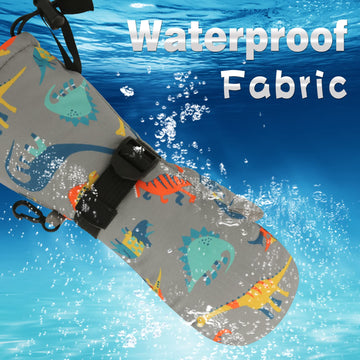 Winter Kids Waterproof Gloves For Boys Girls Snow Ski Toddler Baby Mittens Outdoor For Infant Teens 1-5T (N-Grey Orange Dinosaur