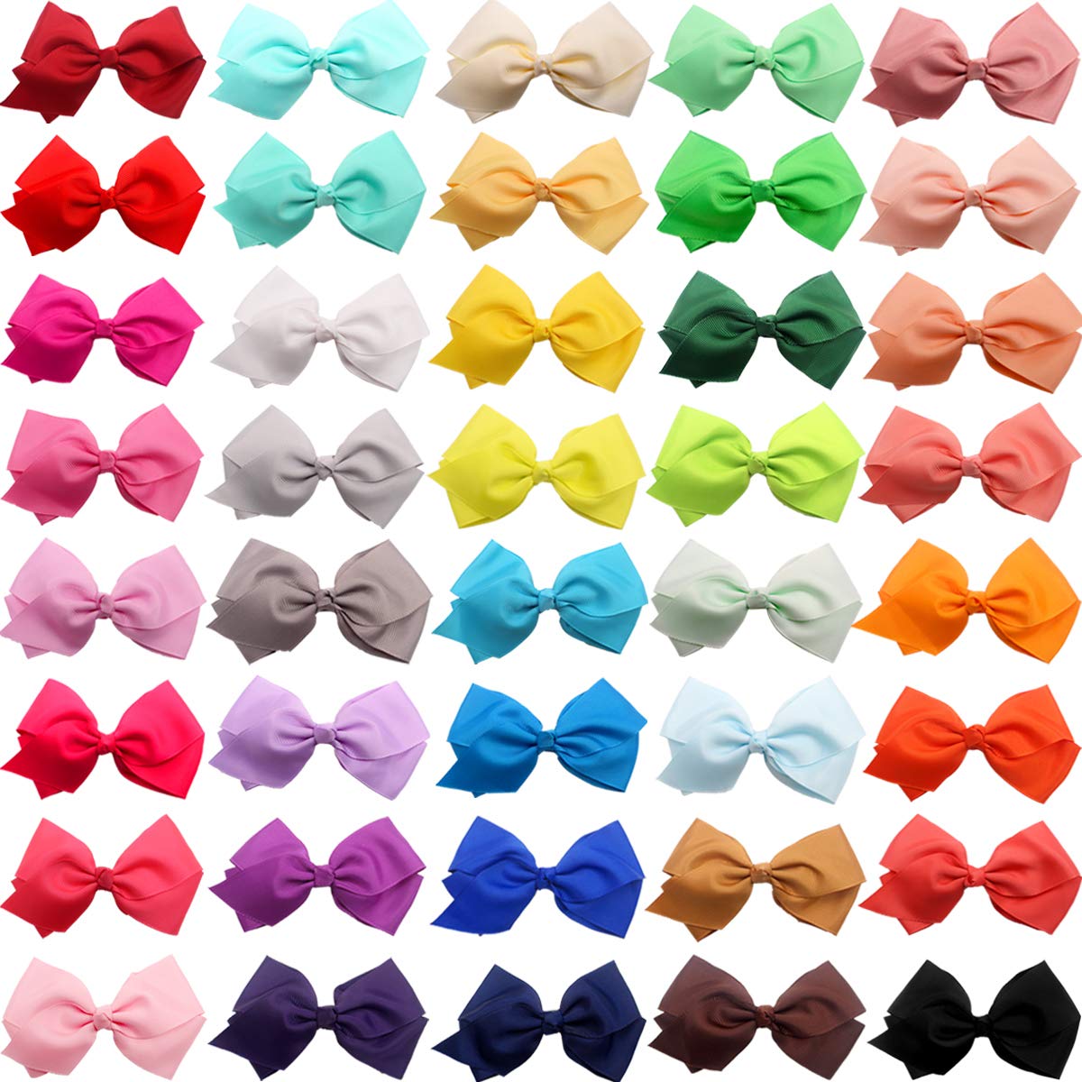 Joyoyo 40 Colors 4' Hair Bows Clips Girls Pigtail Bows Alligator Clips For Baby Girls Fine Hair Infants