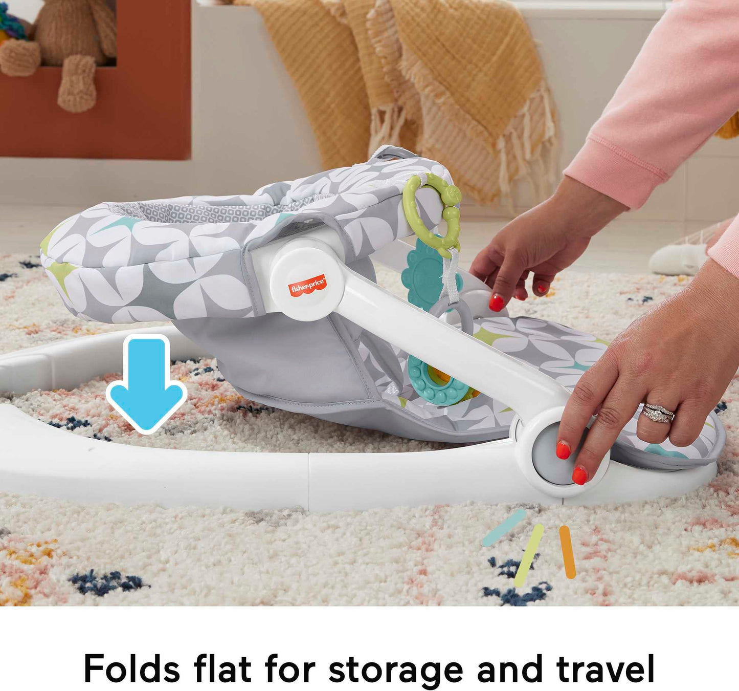 Fisher-Price Portable Baby Chair Sit-Me-Up Floor Seat With Developmental Toys & Machine Washable Seat Pad, Starlight Bursts