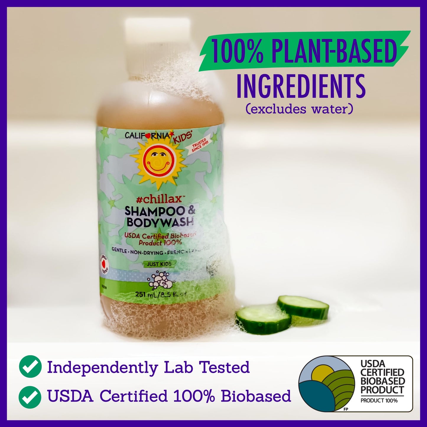 California Kids Chillax Shampoo And Bodywash | 100% Plant-Based | Gentle Skincare For Kids | Lavender Shampoo For Kids + Teens |