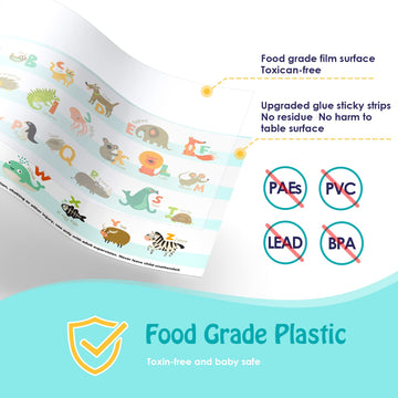 Disposable Placemats For Baby 40 Pack Stick-On Baby Placemat Alphabet Abc Animal Kids Table Mat For Restaurants Dining Table Tra