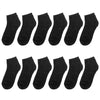 Falari 12 Pairs Boy Kids Cotton Socks 4-6 Black
