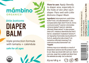 Mambino Organics Little Bottoms Diaper Balm, New & Improved Diaper Ointment Cream For Diaper Rash, Calendula - Oatmeal, Cruelty-
