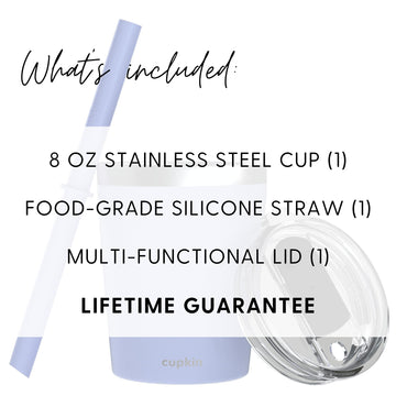 Cupkin Stackable Stainless Steel Kids Cup Smoothie Tumbler, Powder Coated Insulated Tumblers, Bpa Free Lid And Silicone Straw 8