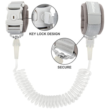 Blisstime Toddler Leash, Kid Leash Anti Lost Wrist Link With Key Lock Upgraded Baby Leash With Safety Wristband Rope For Babies