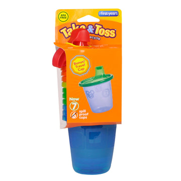 The First Years Take & Toss Spill-Proof 7 Ounce Cups 6 Ea Assorted Colors, Colors May Vary, 7 Ounce