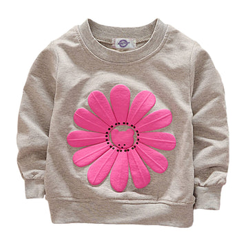 Toddler Baby Girls Sunflower Clothes Set Long Sleeve Top And Pants 2Pcs Outfits Fall Clothes (Grey,Age 4T)