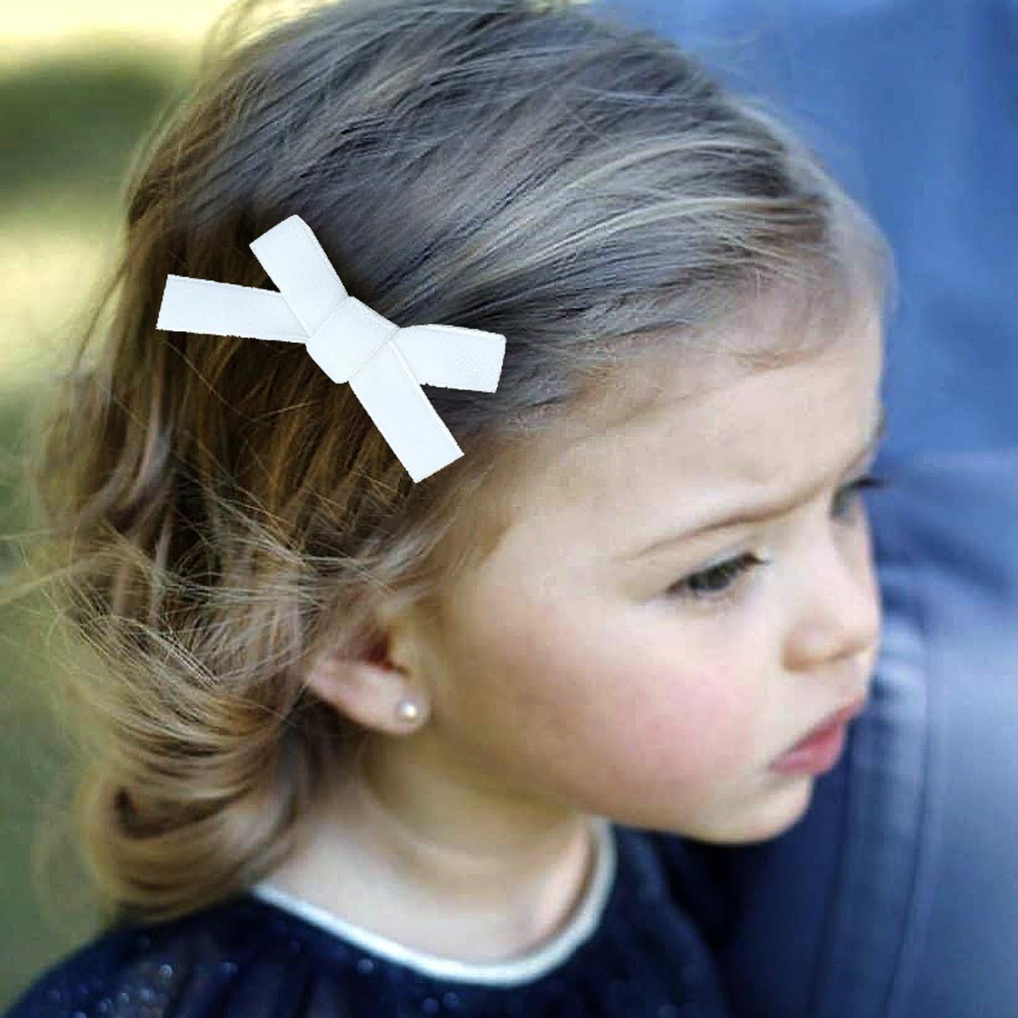 Cute 3.2' White Assorted Velvet Bow Hair Clips For Baby Girls, Toddlers, Kids, And Teens - 2 Pack