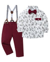 Disaur Toddler Boy Suits Gentleman Wedding Outfits,Formal Dress Shirt+Bowtie +Suspender Pants 12Months-5T(Red,12-18M)